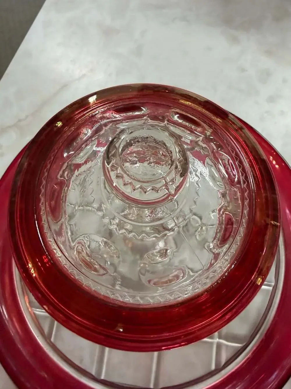King's Crown Ruby/cranberry Flashed Flat Iced Tea Glass Vintage Tiffin Francisca